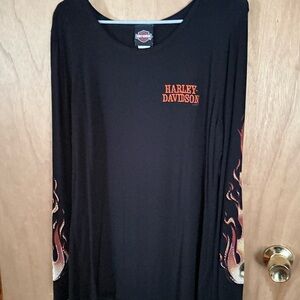 Harley-Davidson Black Top with Blinged Orange Flame Sleeves